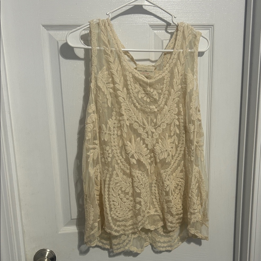 Bobbie Brooks Cream Lace Tank Top